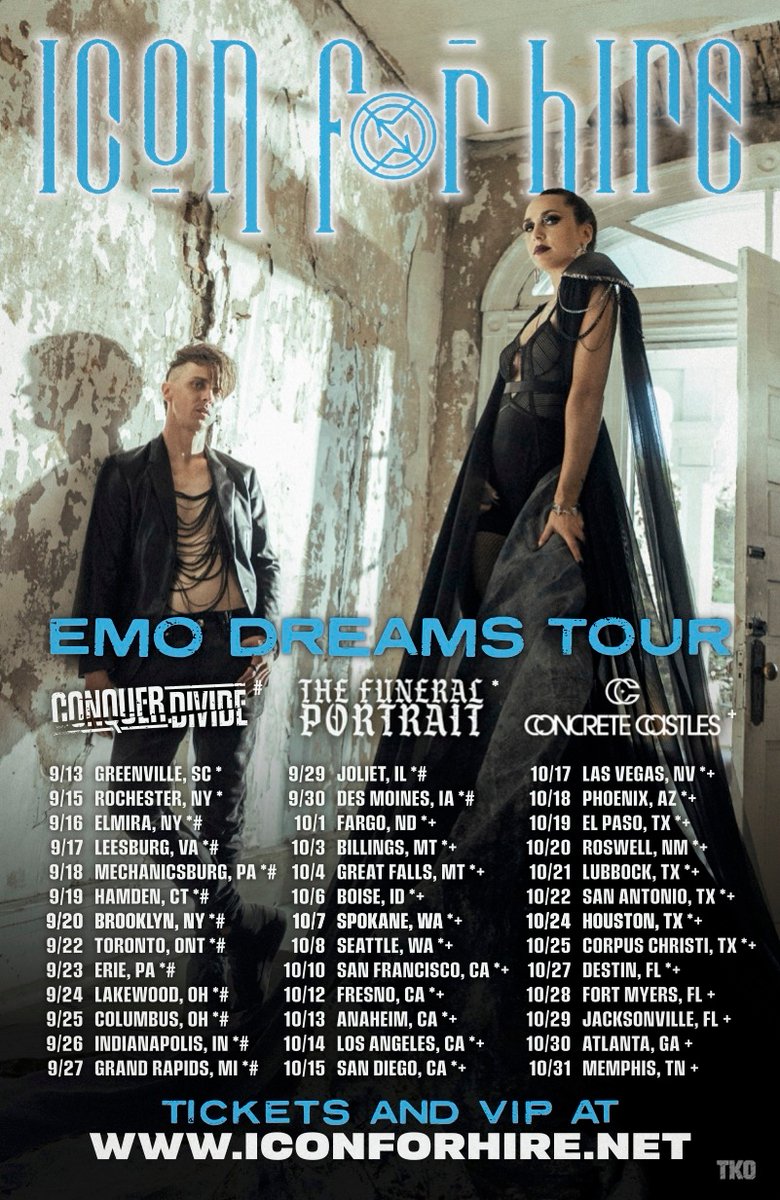 barbieariel's tweet image. On the road is where I belong. The Emo Dreams tour is happening this fall! This is the longest headlining tour we&apos;ve ever attempted...gonna need lots of dry shampoo for this one!

#EmoDreamsTour #IconArmy 

@conquerdivide @tfp_insta @concretecastles