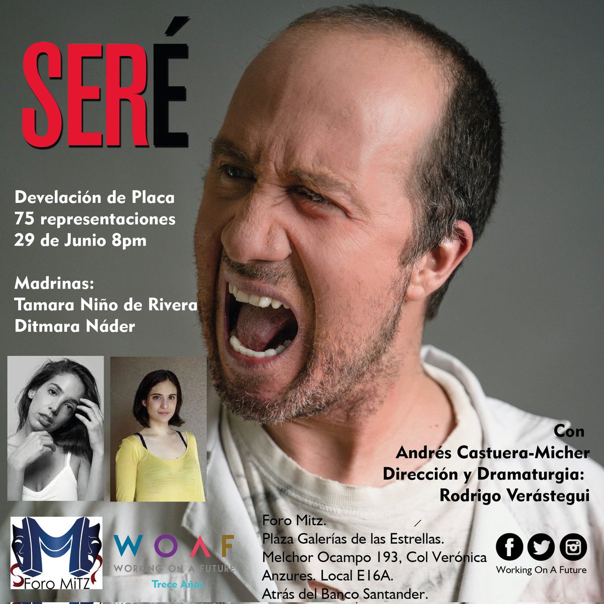 Cinentifans
Tenemos PASES DOBLES para la Debelación de placa de la obra #Sere cortesía de <a href="/WOAFuture/">Working On A Future</a> 

Dinámica :
1.-Dar RT 🔁
2.-Sigue a <a href="/WOAFuture/">Working On A Future</a> y a nosotros.
3.-Menciona a tu acompañante (debe seguirnos) y deja tu nombre completo.
4.- Utiliza el #Sere