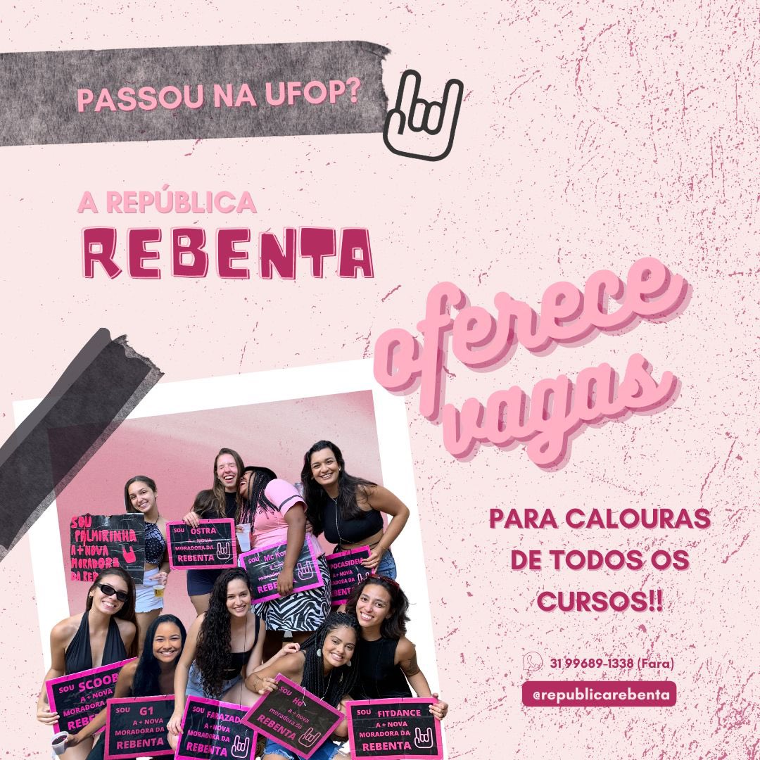 RepRebenta's tweet photo. @ferreiirabeca Parabéns pela aprovação!! Estamos com vagas na república Rebenta, qualquer dúvida estamos à disposição! 💖🤘🏾 https://t.co/zcE0kXprf4