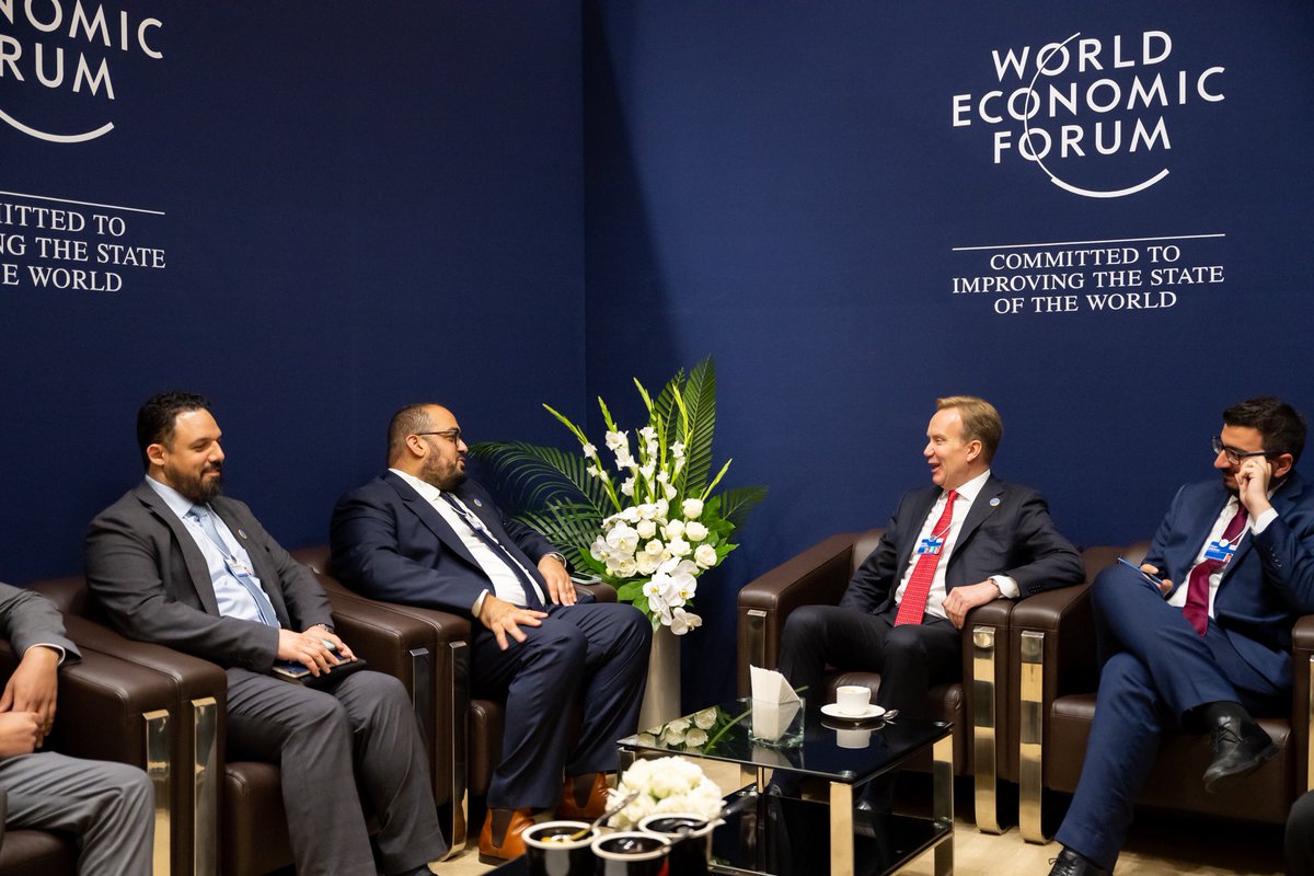 HE Minister of Economy and Planning and @WEF President Børge Brende, discuss economic and regional developments as well as the Kingdom’s strong relationship with the forum and areas of further collaboration, during #AMNC23 in China.