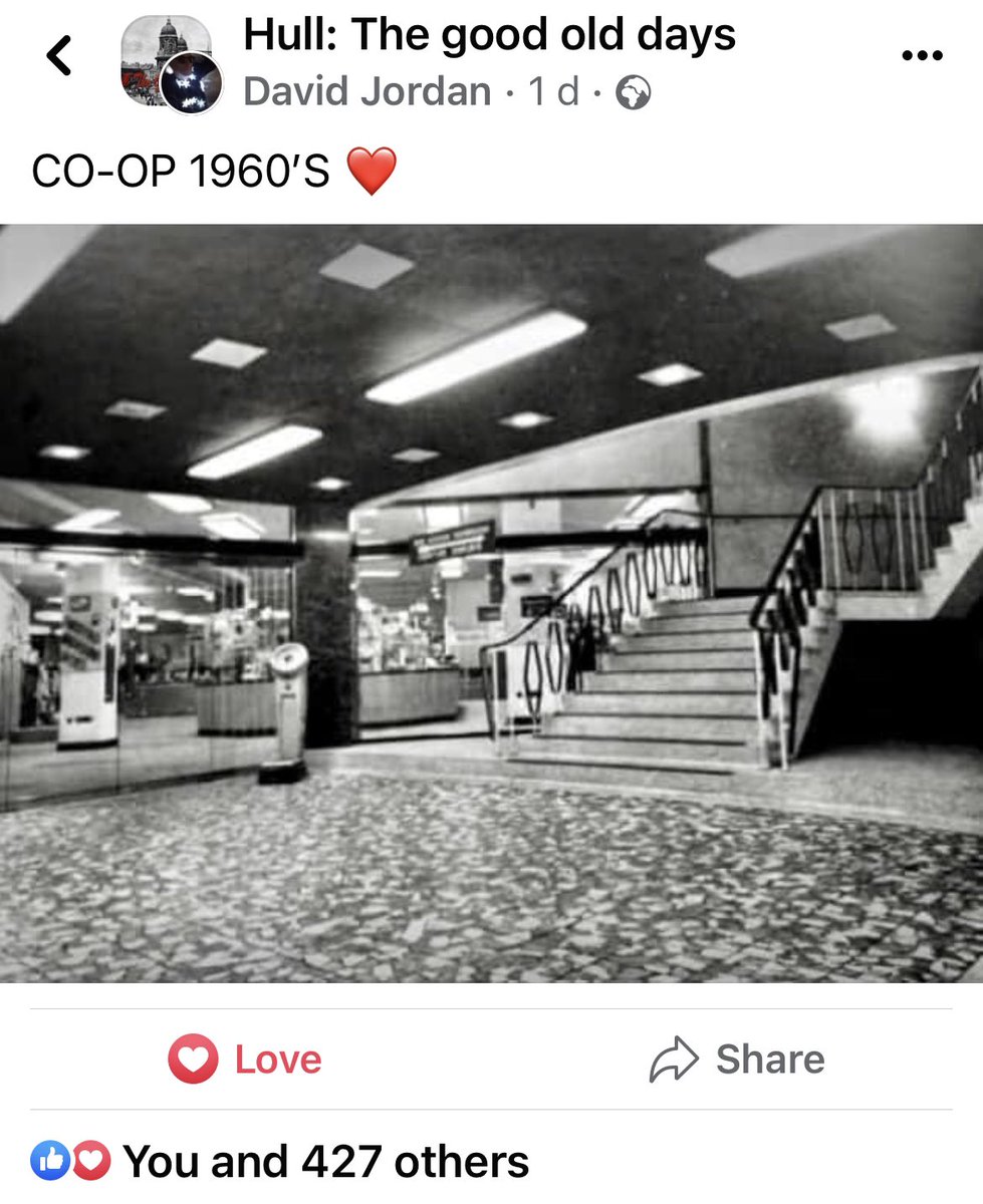 David Jordan, we love this shot of the glamorous Co-op Jameson St, foyer. It’s from a superb vintage Co-op architecture book, which was published before the #Hull store opened. We have the book in our collection as well as photos & footage of the foyer before demolition started.