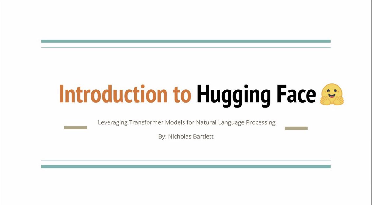 Excited to hear Nick Bartlett present on AI and @huggingface to the graduate students at @UofNorthFlorida cutting edge in transformers library built for natural language processing applications