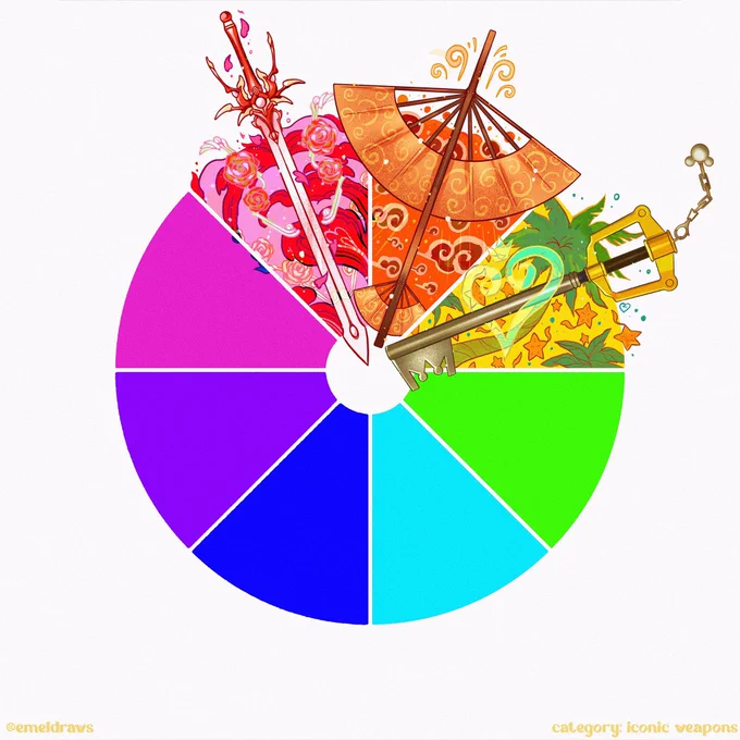 Keyblade for yellow! There's something I wanna do for green (from a 90s anime), let's see if it gets suggested 