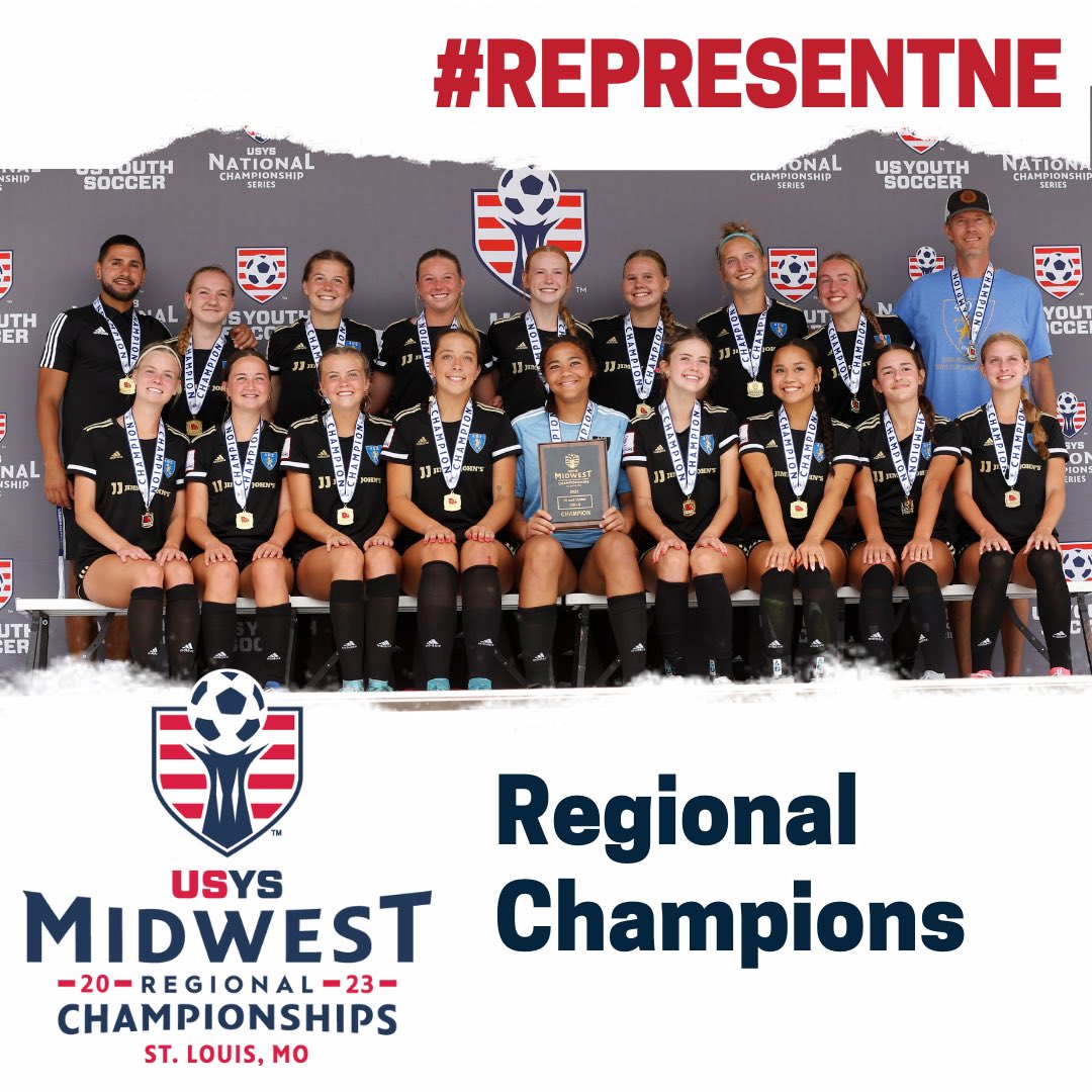 Let’s hear it for our 2023 18G @usyouthsoccer Midwest Regional Champions, 402 DA! 

#FORitALL #RepresentNE #roadtoFL
