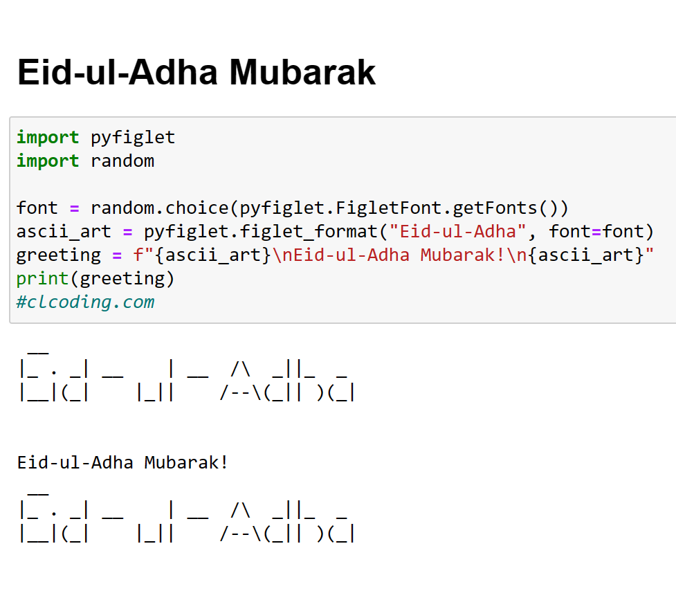 clcoding's tweet photo. Eid-ul-Adha Mubarak https://t.co/lVWOzYb2jf