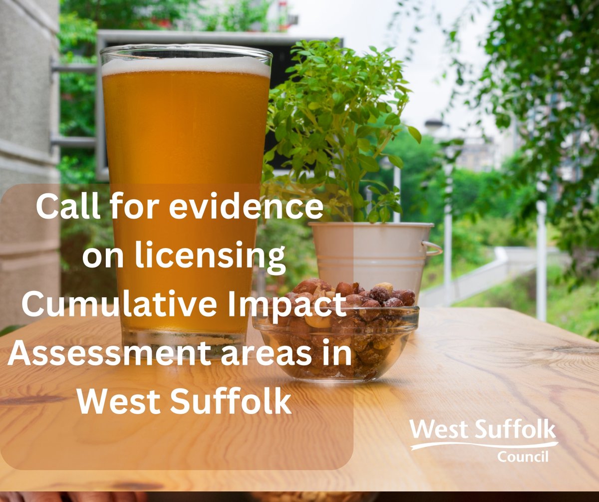 West_Suffolk's tweet image. It's a licensing policy to try to prevent an increase in licensed premises/hours in #BuryStEdmunds and #Newmarket town centres from leading to increased #antisocialbehaviour but is there evidence for #CumulativeImpactAssessment areas to be renewed? Tell us smartsurvey.co.uk/s/WestSuffolkC…