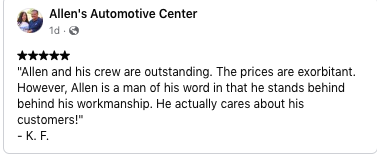Like we always say, great reviews are a great advertisement. Trust our friends at Allen's Automotive Center to get your car or truck running as it should. 901-332-3279.  See allensautomotivecenter.com for tips and discounts. Thanks for supporting our partners! Please share this post