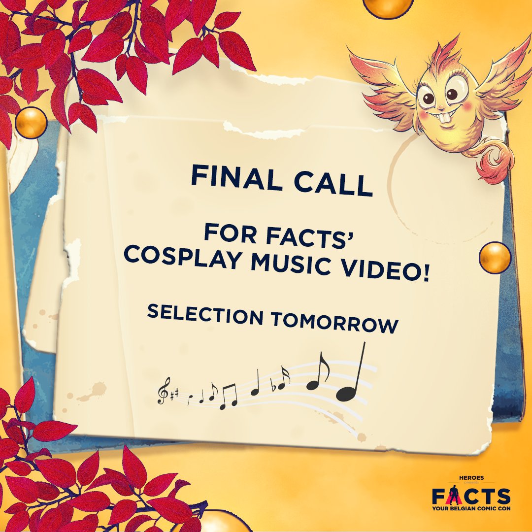 FACTSConvention's tweet photo. 📣 Final call for cosplayers in FACTS' music video!
Deadline today, selections tomorrow.
👉 https://t.co/LhHqLilEPr
🔎 Singer #GeneThomas and FACTS team up for a theme song, and we are looking for great cosplayers. 🤩
🎬 Filmed on July 5th, 2023 / East Flanders (Oost-Vlaanderen). https://t.co/IOiZlRZXPe