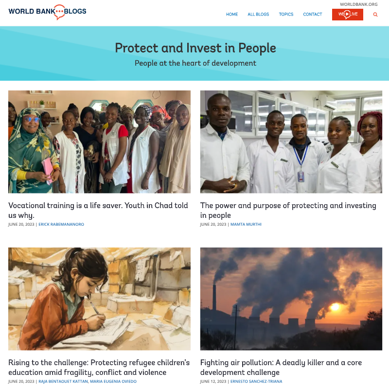 WBG_Health's tweet photo. Protecting and investing in people will ensure this planet stays livable. 

Get filled in by experts on the why and how. 

Subscribe to our 🆕 @WorldBank blog platform. #InvestinPeople