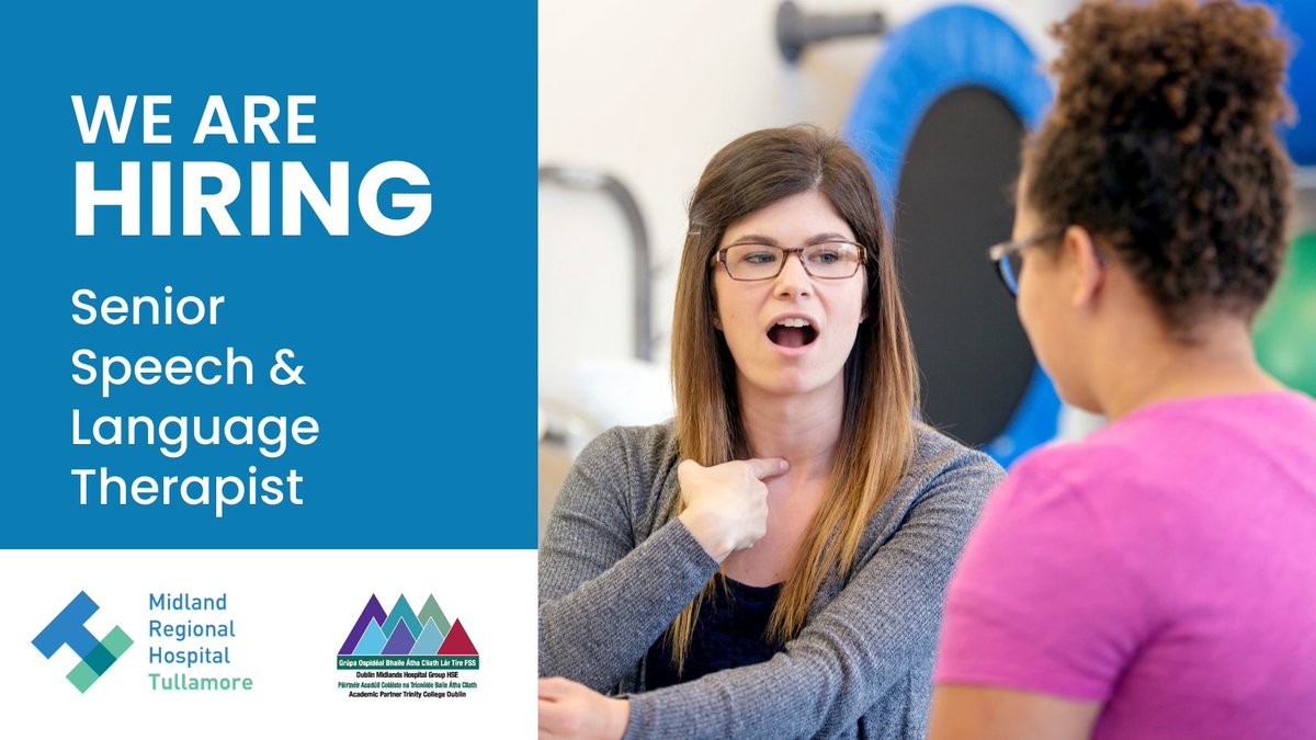 HSE Dublin and Midlands (@hsedubmidlands) on Twitter photo #MRHTullamore is currently hiring a Senior Speech and Language Therapist
Apply Here: bit.ly/3NOoXO8
Closing Date: 17/07/2023
#jobfairy #vacancies #DMHGJobs <a href="/WeHSCPs/">National HSCP Office, HSE</a> <a href="/gorman_majella/">Majella Gorman</a> <a href="/b_louisea/">LouiseaB</a> #MRHTullamore is currently hiring a Senior Speech and Language Therapist
Apply Here: bit.ly/3NOoXO8
Closing Date: 17/07/2023
#jobfairy #vacancies #DMHGJobs <a href="/WeHSCPs/">National HSCP Office, HSE</a> <a href="/gorman_majella/">Majella Gorman</a> <a href="/b_louisea/">LouiseaB</a>
