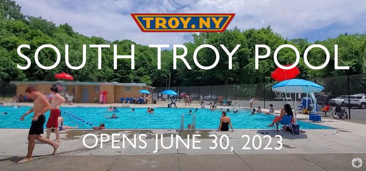 The South Troy Swimming Pool is open to the public every summer, with open swim hours held daily from 1:00 PM to 5:30 PM. To register your child for free swimming lessons, contact our staff at (518) 270-5014, or register in-person.

Learn more here: troyny.gov/CivicAlerts.as…