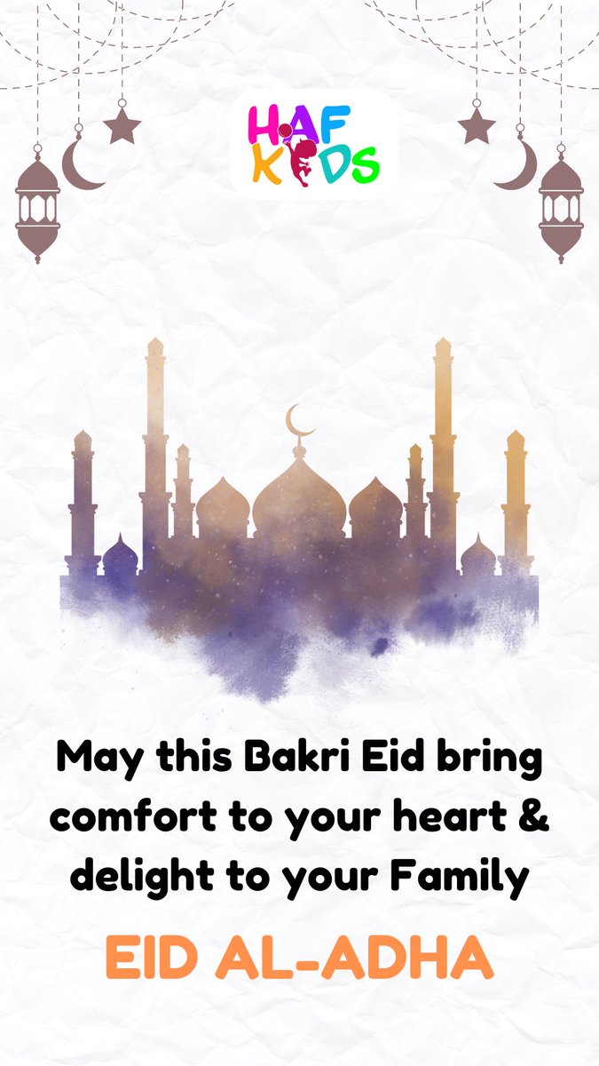 HAFKIDSOFFICIAL's tweet photo. May this festival bring abundant joy, peace, and prosperity to your lives. Let us come together to celebrate the spirit of sacrifice, faith, and unity. 

May the blessings of Allah fill your hearts with love, forgiveness, and compassion. 

Eid Mubarak!

#eid #eidmubarak #Halal https://t.co/PONlG6kcsc