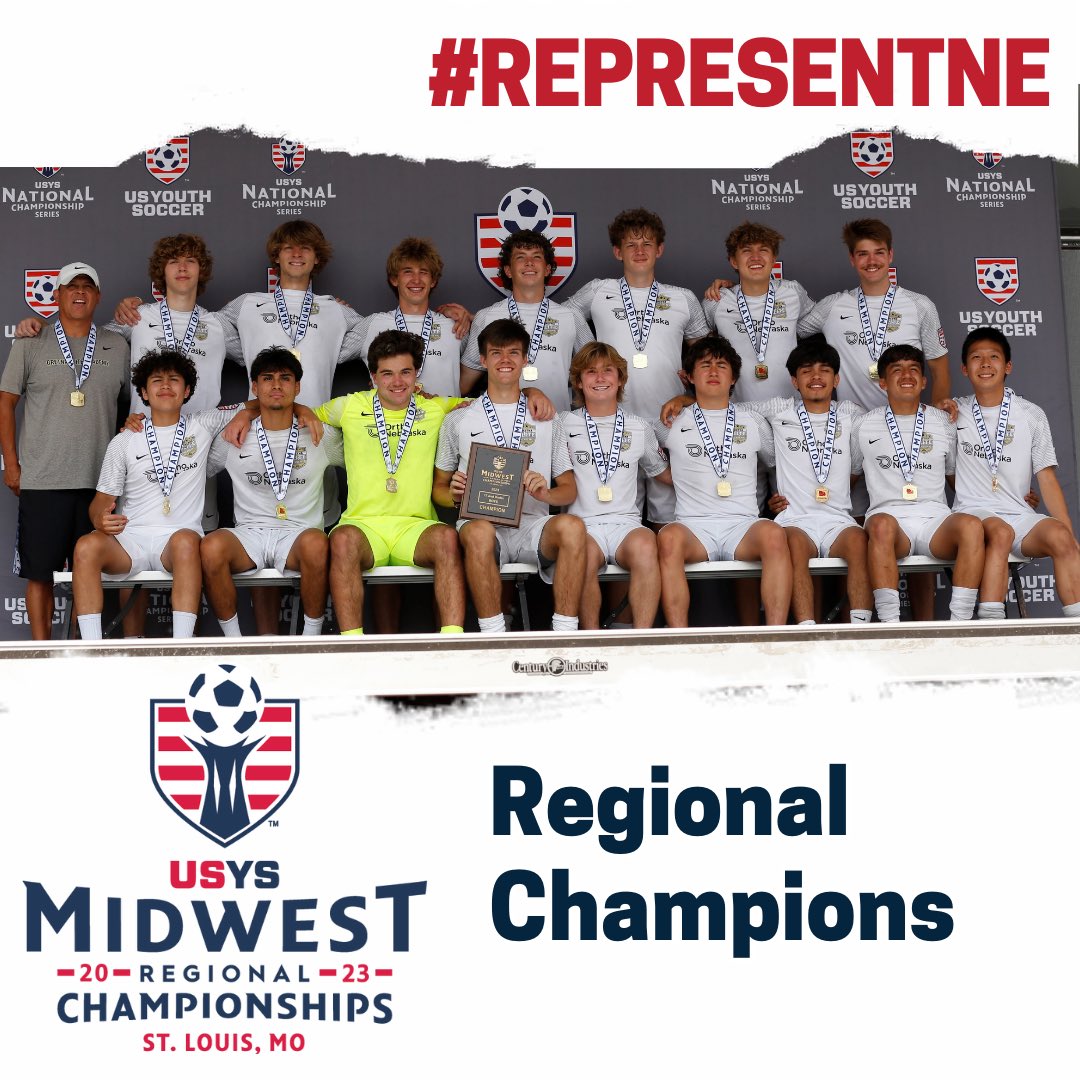Let’s hear it for our 2023 17B @usyouthsoccer Midwest Regional Champions, GEA! 

#FORitALL #RepresentNE #roadtoFL