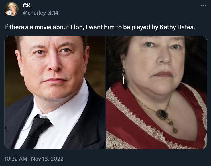 How Elon Musk and Kathy Bates are doppelgängers and have the same birthday.  #ThatWasDifficultToExplain