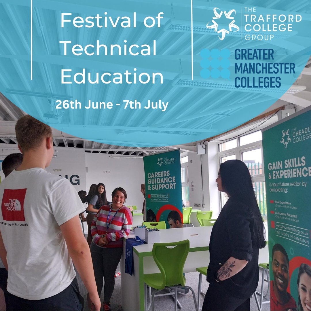 We're delighted to be taking part in #GreaterManchester's first Festival of Technical Education!  

1000s of students will join us for open events, taster & new student days to see the benefits & opportunities a Technical Education brings

#FestivalofTechEd #GMTechnicalEducation