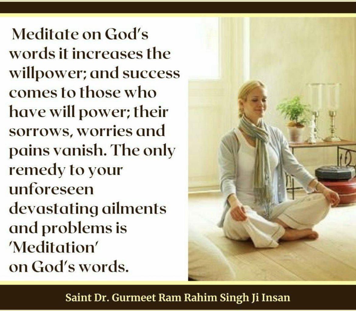 kaursabharwal92's tweet photo. #SourceOfPeace
Meditation can give you a sense of calm, peace and balance that can benefit both your emotional well-being and your overall health. 
#AchievePeaceOfMind
#Enlightenment
#DeraSachaSauda
#SaintDrMSG 
#BabaRamRahim
Saint Dr Gurmeet Ram Rahim Singh Ji Insan https://t.co/SsRlooQm0Y