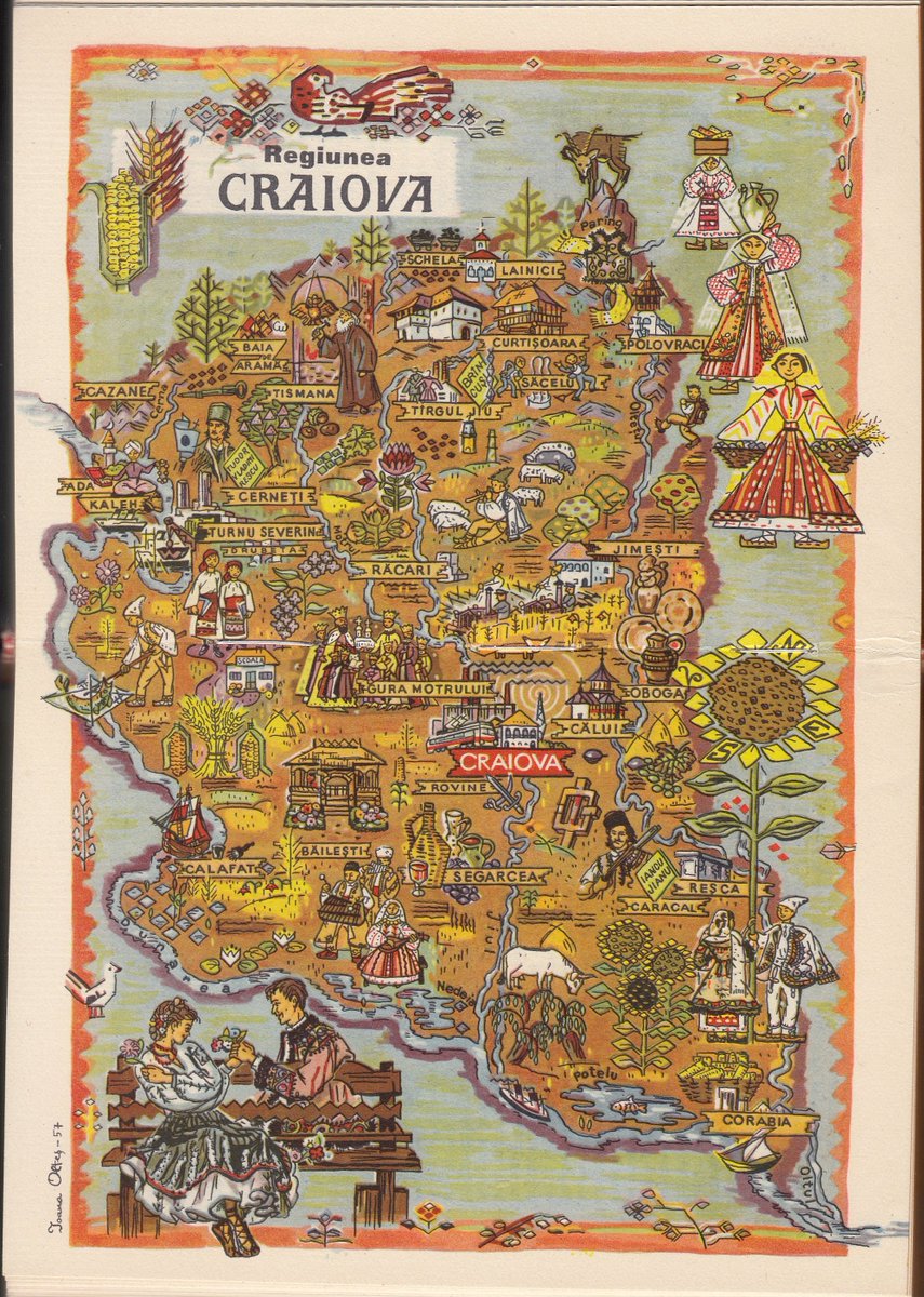 There's lots to see on the pictorial map of Craiova Region (1957). #Romania #cartography