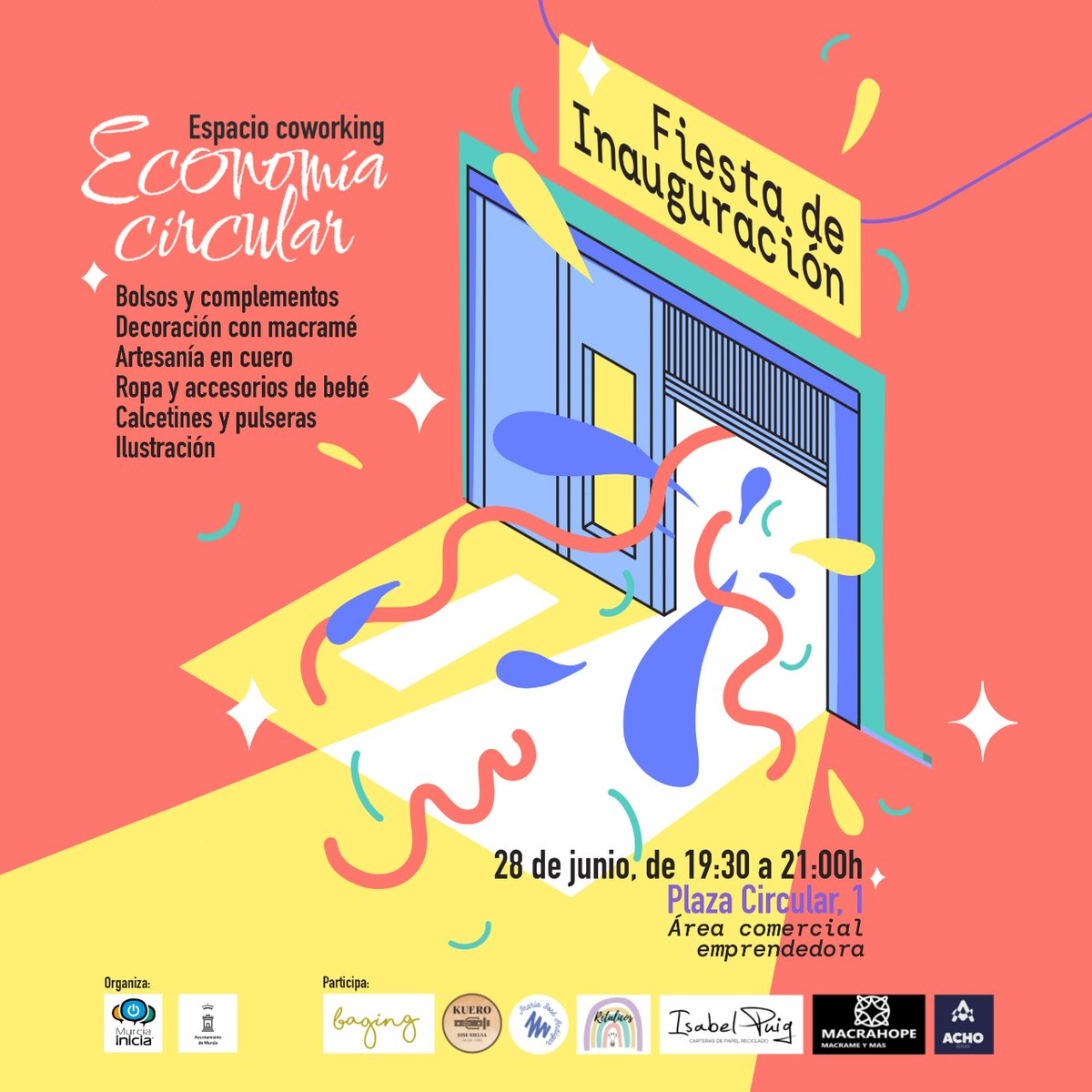 ¡Únete a nosotros en la inauguración del programa 'Artesanía Circular en la Circular'! Conoce a los emprendedores transformando desechos en maravillas. 28 de junio, 19:30h en Pza. Circular 1. Más detalles en murciacircular.es/49c8 #ArtesaníaCircular #EmprendimientoSostenible
