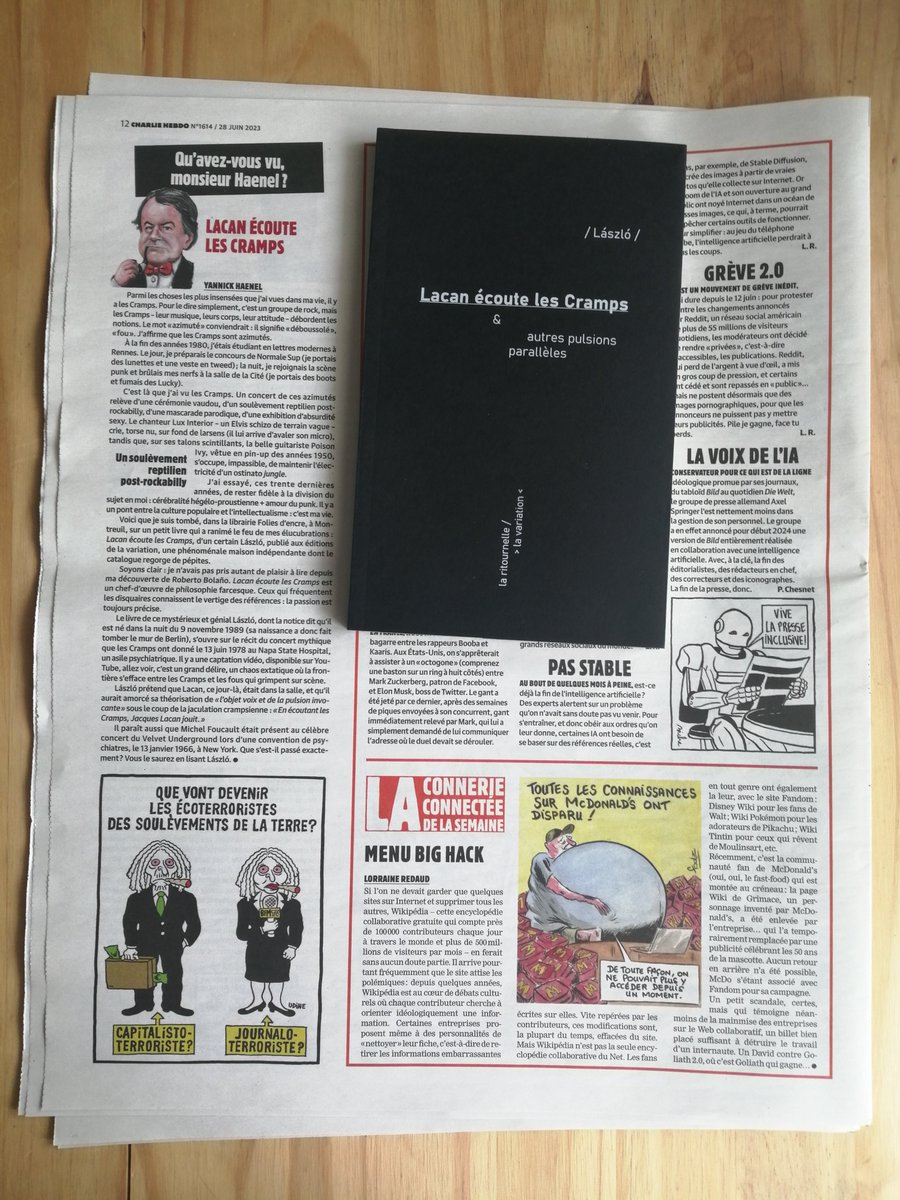 À lire dans le dernier numéro de Charlie Hebdo, une très belle chronique de Yannick Haenel sur Lacan écoute les Cramps de László.

#editionsdelavariation #musique #litterature #rock #philosophie #paris #gillesdeleuze #psychanalyse  #jacqueslacan #lacan #thecramps #california