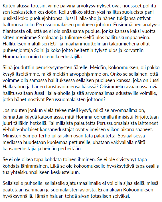 AnttiKivivalli's tweet photo. Arvostan poliitikoissa sitä, että he kertovat arvoistaan selkeästi ja tekevät päätökset sen mukaisesti.

Tämä tuli mieleen, kun löysin Orvon puheen vuodelta 2017. Siitä on kuitenkin jo kuusi vuotta! Kuusi vuotta!

#politiikka #arvot #Kokoomus #Junnila #Orpo https://t.co/hR8m68phDZ