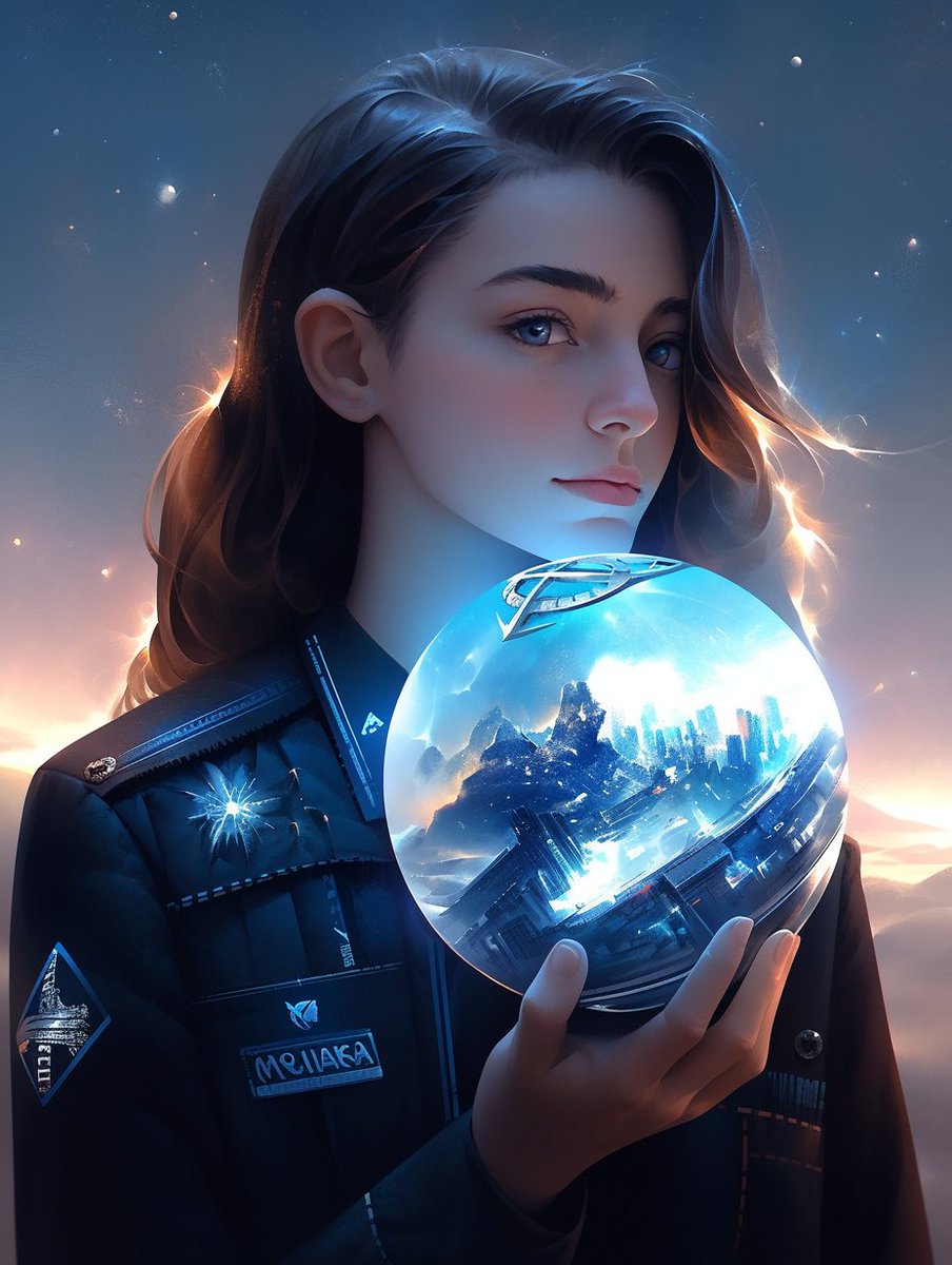 With an ethereal orb clasped in her hand, the young woman possesses an extraordinary gift - the fleeting ability to glimpse into the future for a few seconds. As she gazes into the shimmering depths of the orb, a window to the unknown unveils itself, revealing snippets of events…