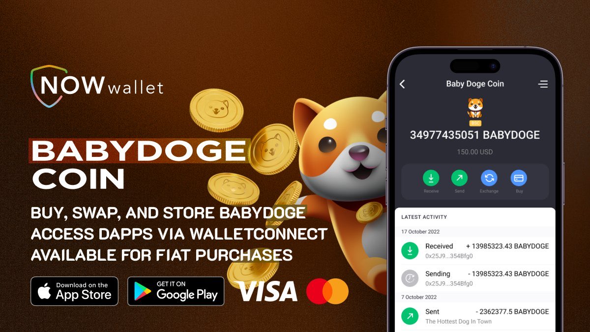 adrianoroberta1's tweet photo. Congratulations to @babydoge on integrating @WalletConnect V2 to @BabyDogeSwap!

It means that you can now use NOW Wallet to connect to it, #BabyDogeArmy 👏

Buy, sell, swap, and store #BABYDOGE – or connect to any dApp in NOW Wallet:
📍 https://t.co/naHeEZzSKj https://t.co/WwmFDfMhqc