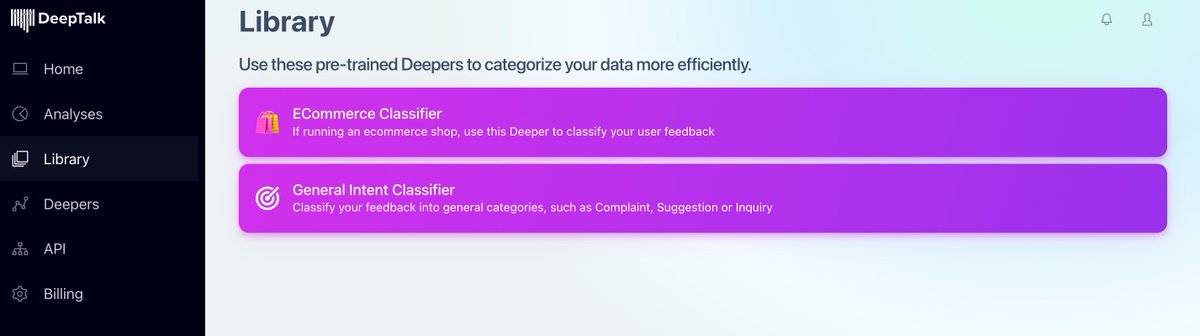 DeepTalkAI's tweet image. We are thrilled to announce that from now on, you will have at your disposal auto-classifiers to categorize your data effortlessly 🤩

This week we are launching two classifiers, E-Commerce and General Classifier, both have different tags inside 🔥🔥