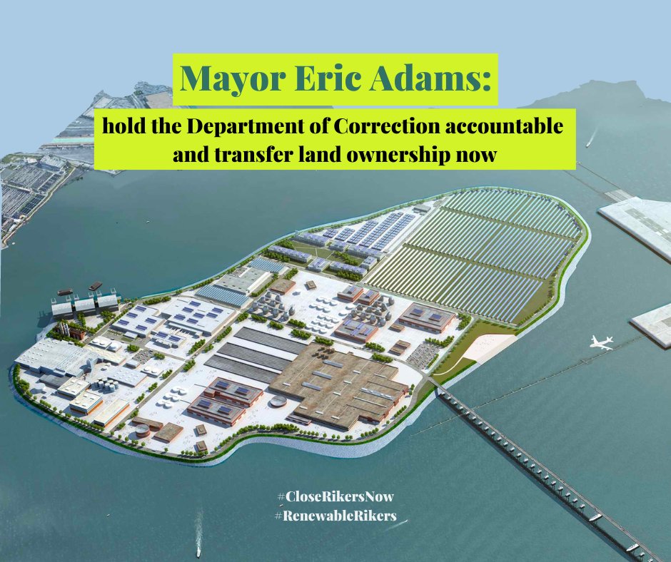 We demand the immediate transfer of unused &amp; underused space on Rikers Island according to the legally mandated timeline in the #RenewableRikers Act. <a href="/NYCMayor/">Mayor Zohran Kwame Mamdani</a>, we need a land transfer now to move forward with the plan for a renewable Rikers Island. #CloseRikers