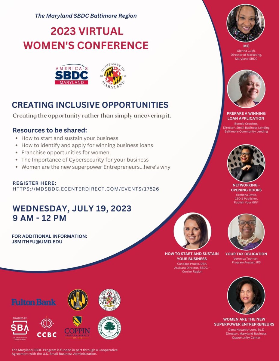 EVENT ALERT!

The <a href="/MarylandSBDC/">MarylandSBDC</a> Virtual Women's Conference is just 3 weeks away.

It will feature a great panel discussing everything from how to start a business to why women are the new "superpower entrepreneurs."

Register for the FREE event today!
mdsbdc.ecenterdirect.com/events/17526