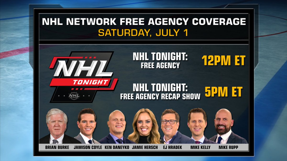 NHLMedia's tweet photo. Get ready: we're only 2⃣4⃣ hours away from the free agency frenzy! 

Keep your TV tuned to NHL Network tomorrow for all the buzz and breaking news, starting at 12pm ET/9am PT 📺 https://t.co/88ZURXvxcU