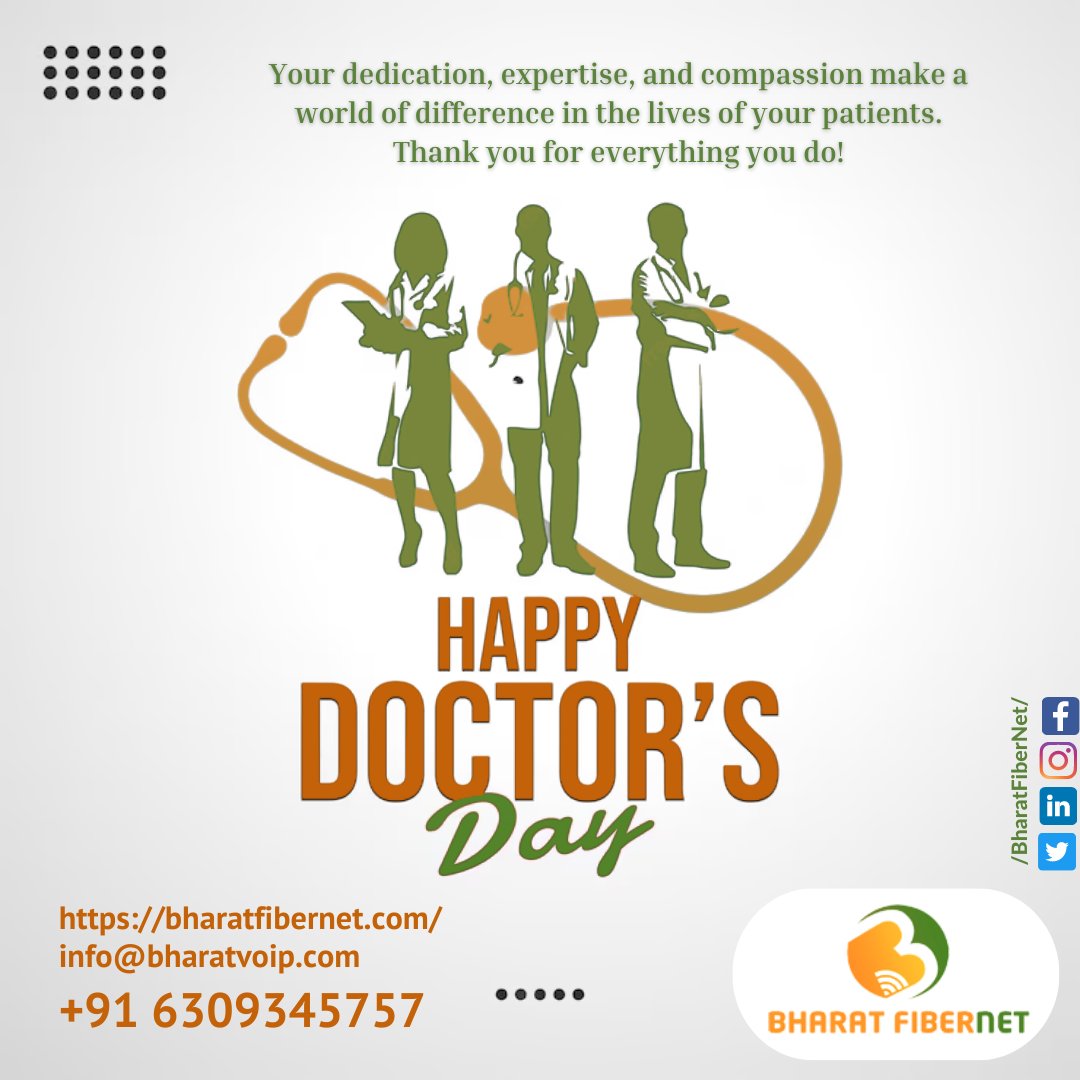 BharatFibernet's tweet photo. 👨‍⚕️🌟 #HappyDoctorsDay to all the superheroes in white coats! 🌟👩‍⚕️
Your dedication, expertise, and compassion make a world of difference in the lives of your patients.
Thank you for your relentless pursuit of healing and care.💙✨
#DoctorsDayWishes
Best Wishes From #BharatFiberNet https://t.co/yJ4cAFH3Ut