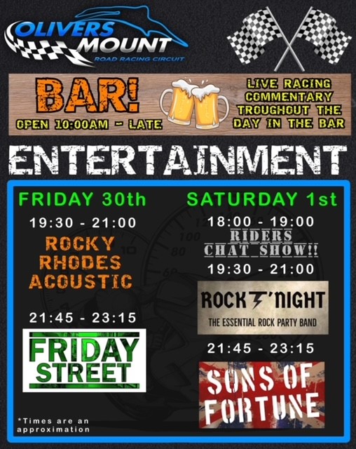 Cock o' the North - Entertainment Line-Up
We have live music on Friday and Saturday evenings with 4 great bands and a chat show with the Harrisons on the line up.

Tickets from oliversmount.ticketco.events/uk/en/e/2023_c… or pay on the gate

#oliversmount #livemusic #bands #deanharrison #chatshow