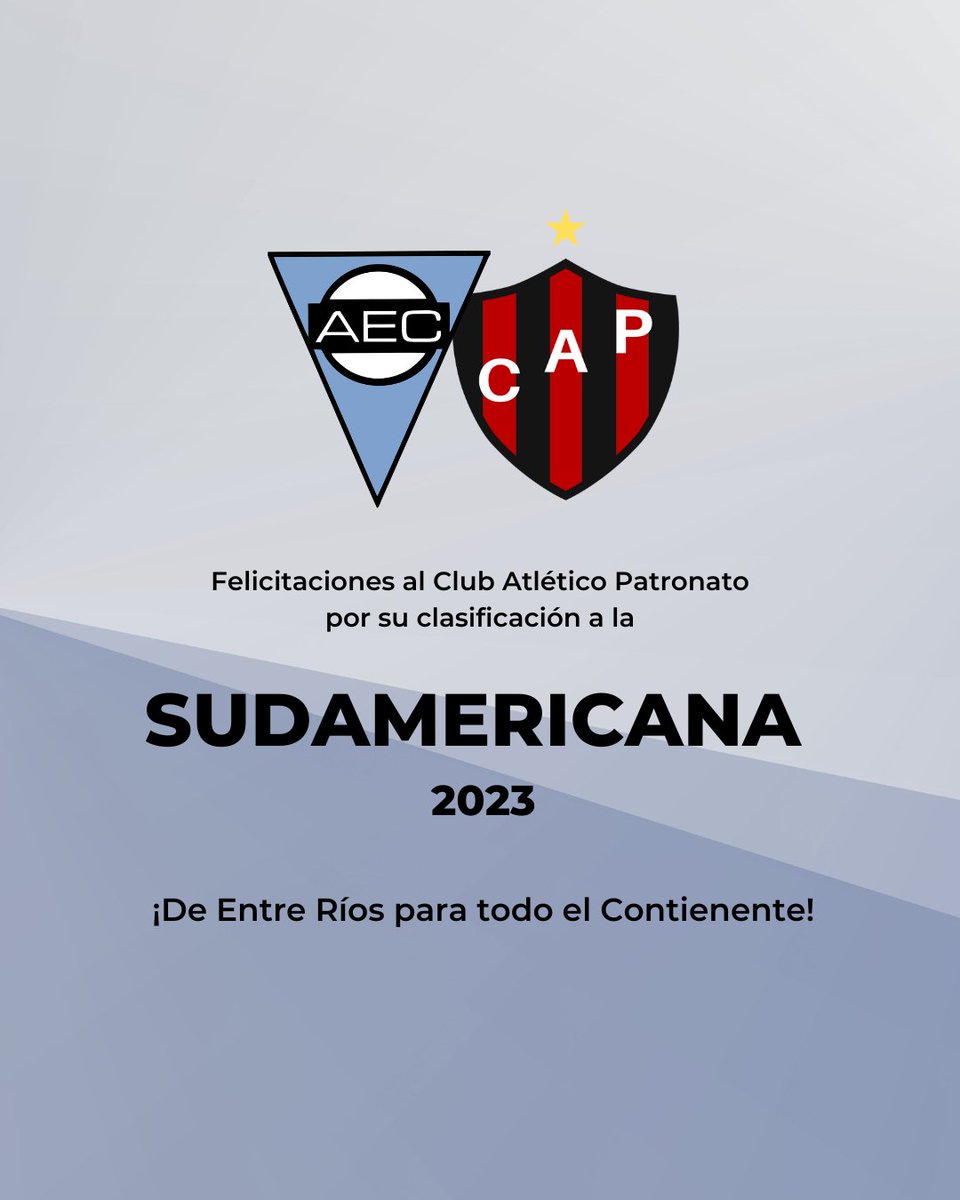 ¡Desde nuestra Comisión Directiva y todos los que somos parte de la gran familia del Atlético Echagüe Club, felicitamos a <a href="/ClubPatronatoOf/">Club A. Patronato</a>, club hermano, que nos representará a cada uno de los entrerrianos 🧉 en todo el continente!

#LaGranConquista #VamosPatrón ❤️🖤❤️