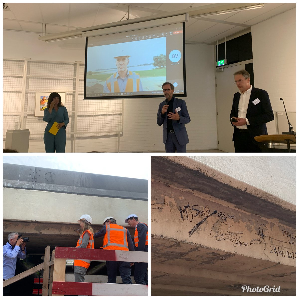 Live verbonden met HWBP-project Tiel Waardenburg (Tiwa) van ⁦<a href="/wsrivierenland/">Waterschap Rivierenland</a>⁩ tijdens bijeenkomst over Klimaatneutrale en Circulaire Infra in Cobra-museum. Tiwa en vele andere HWBP-projecten geven mooi voorbeeld van emissieloze dijkversterking. #dijkwerkers