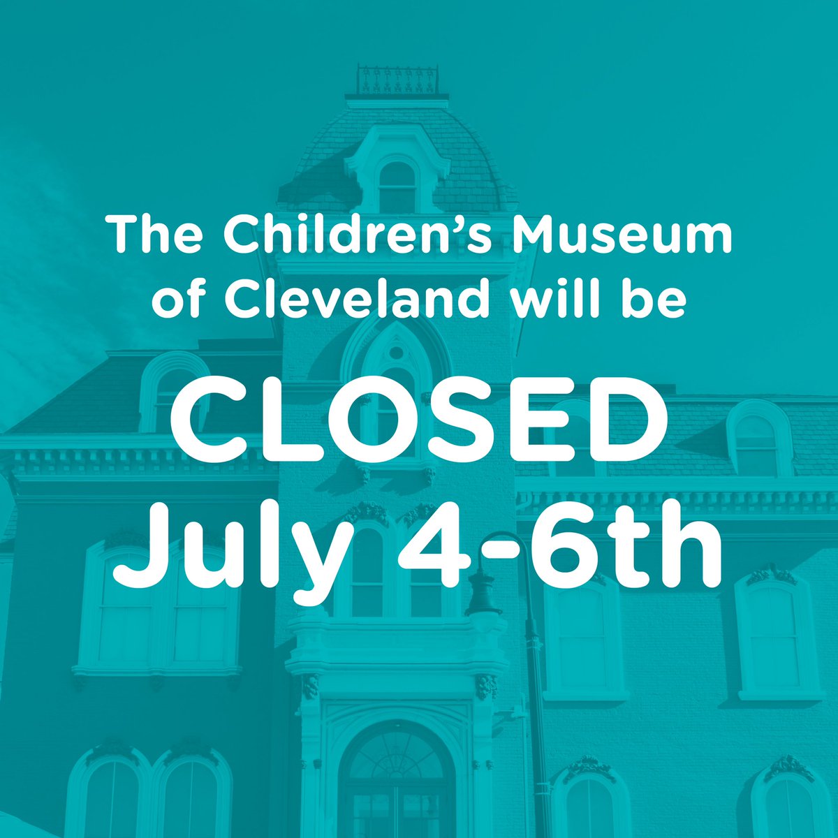 A friendly reminder that The Children's Museum of Cleveland will be CLOSED Tuesday, July 4th through Thursday, July 6th in observance of the holiday. We will reopen Friday, July 7th!