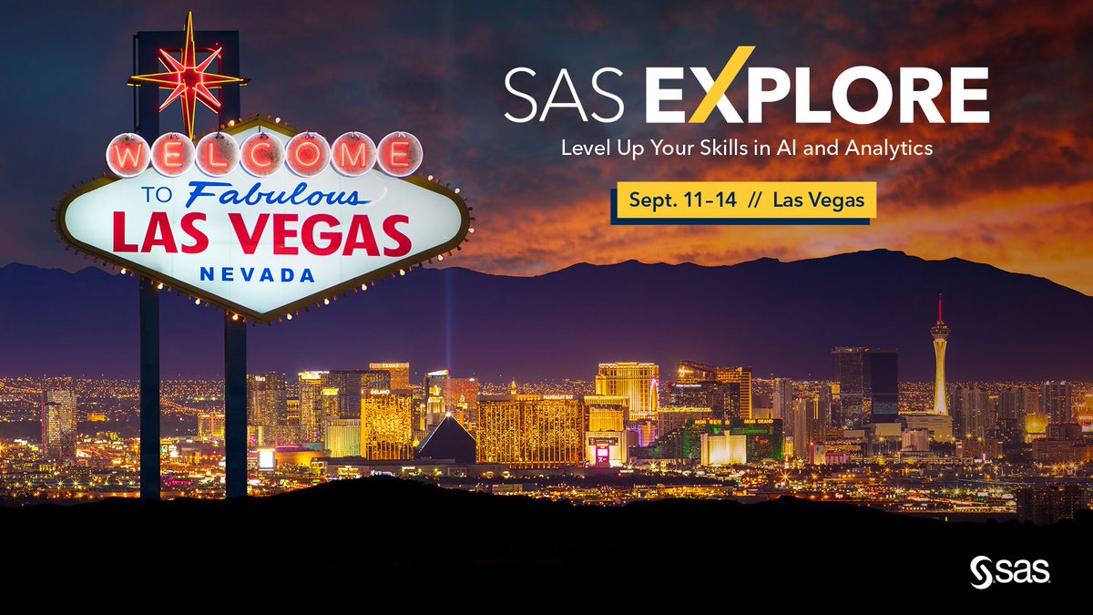 cameronm424's tweet photo. Summer just would not be complete without an #ExploreSAS registration in hand. It is the technical event for #AI and #analytics professionals. We will have hands-on workshops, exam certifications on-site, and a good time too. https://t.co/hklOeBhRQS | Sept. 11-14 https://t.co/n4rhOtfduU