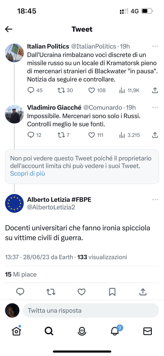 Professori universitari che commentano pagine di complottisti facendo ironia sui morti di Kramatorsk. Non c’è ormai più nessun ritegno