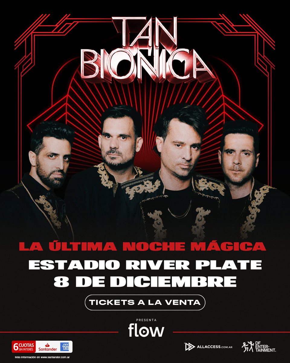 dfallaccess's tweet photo. TICKETS YA A LA VENTA PARA LA ÚLTIMA NOCHE MÁGICA EN RIVER PLATE ❤️🤍❤️

🎫 AdquirÍ tus tickets con todos los medios de pago a través de All Access.

Hasta 6 cuotas sin interés con tarjeta @Santander_Ar  American Express

8 de diciembre - ¡NUEVA FECHA! 
Estadio River Plate https://t.co/FVcWOQ0QoH