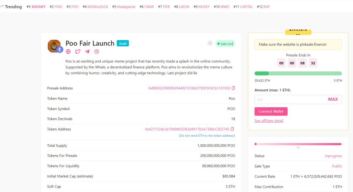 poomemeeth's tweet photo. Reach 30 ETH And Top 3 Trending On Pinksale Rightnow ❤️‍🔥❤️‍🔥❤️‍🔥❤️‍🔥

#poo #meme #eth #trending https://t.co/PVM9XfbTUC