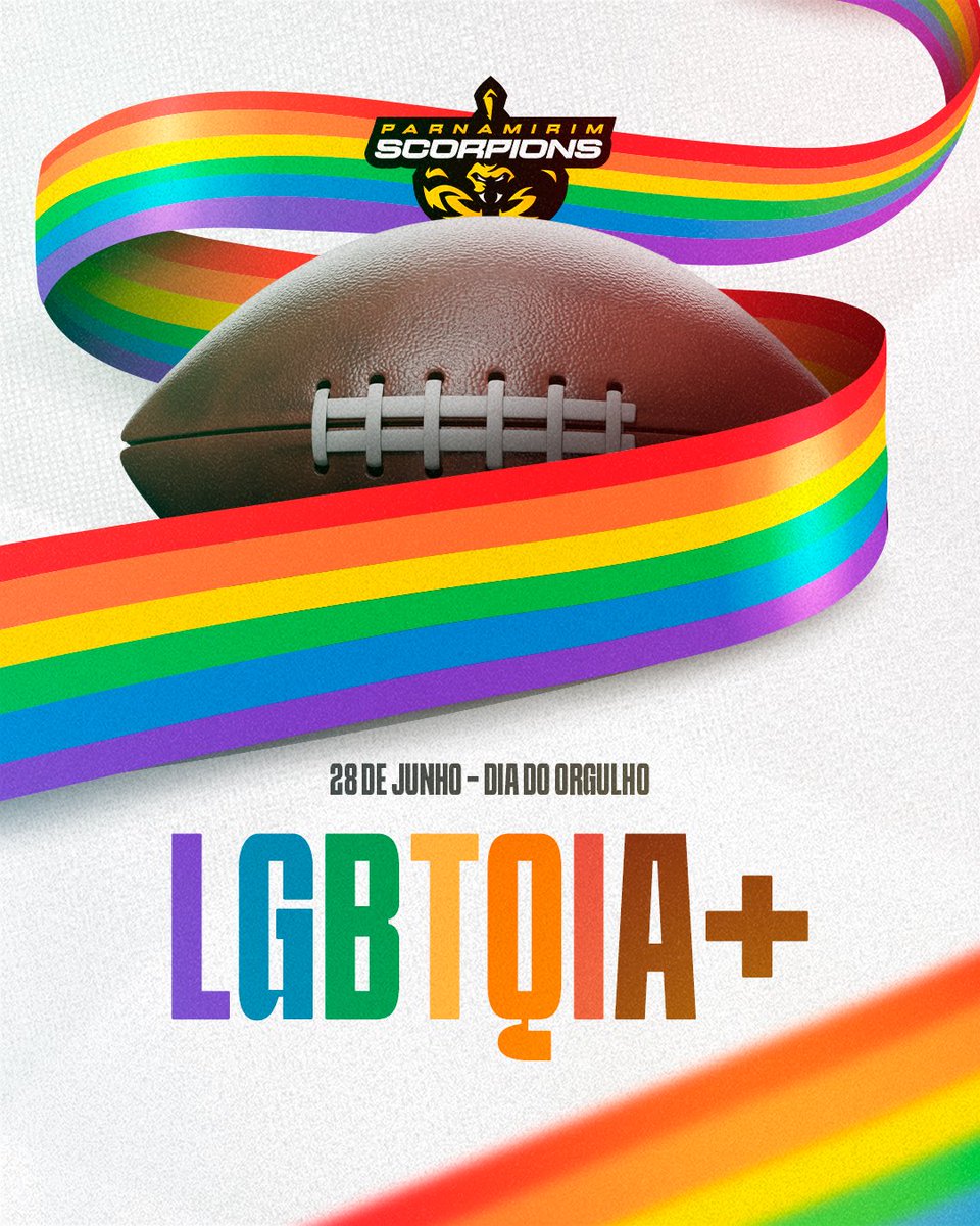 ScorpionsFA's tweet photo. Dia Internacional do Orgulho LGBTQIA+ 🏳️‍🌈🏳️‍⚧️⠀
⠀
O Parnamirim Scorpions abraça a comunidade LGBTQIA+ não só no dia do Orgulho, mas diariamente, pois acreditamos que o nosso maior orgulho é ser quem somos de verdade.⠀
⠀
#pride #pridemonth #orgulhoLGBT #LGBTQIA+ https://t.co/tGmCJNHCjB