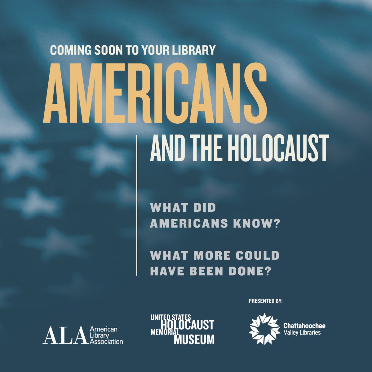 ChatLibraries (@chatlibraries) on Twitter photo The Chattahoochee Valley Libraries are proud to be chosen to host AMERICANS AND THE HOLOCAUST, a traveling exhibition from <a href="/HolocaustMuseum/">US Holocaust Museum</a> and <a href="/ALALibrary/">American Library Association</a>. Stay tuned for our exhibit dates and program schedule! The Chattahoochee Valley Libraries are proud to be chosen to host AMERICANS AND THE HOLOCAUST, a traveling exhibition from <a href="/HolocaustMuseum/">US Holocaust Museum</a> and <a href="/ALALibrary/">American Library Association</a>. Stay tuned for our exhibit dates and program schedule!