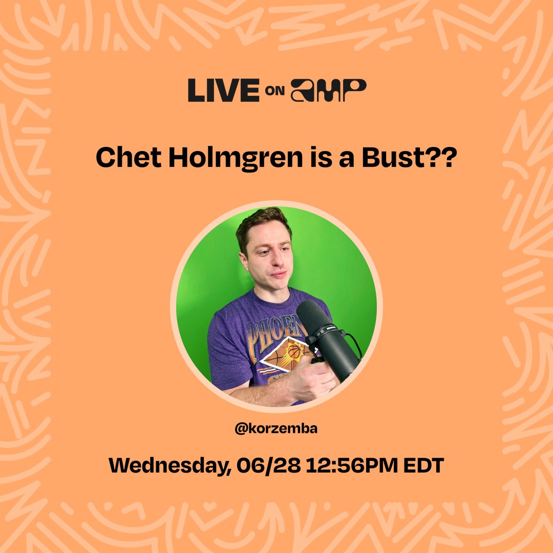 My Amp show, Chet Holmgren is a Bust??, is live. Don't miss it! Tune in! live.onamp.com/f8X2o3ki0Ab