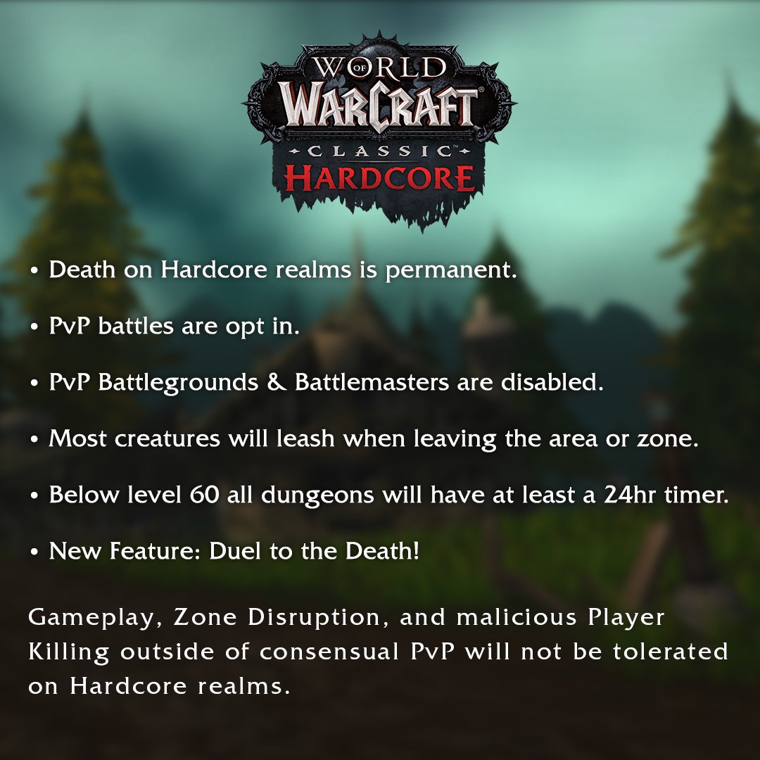 Hardcore realms are coming to #WoWClassic! 

Here’s everything you need to know 👇 

☠️ blizz.ly/3CRTDru