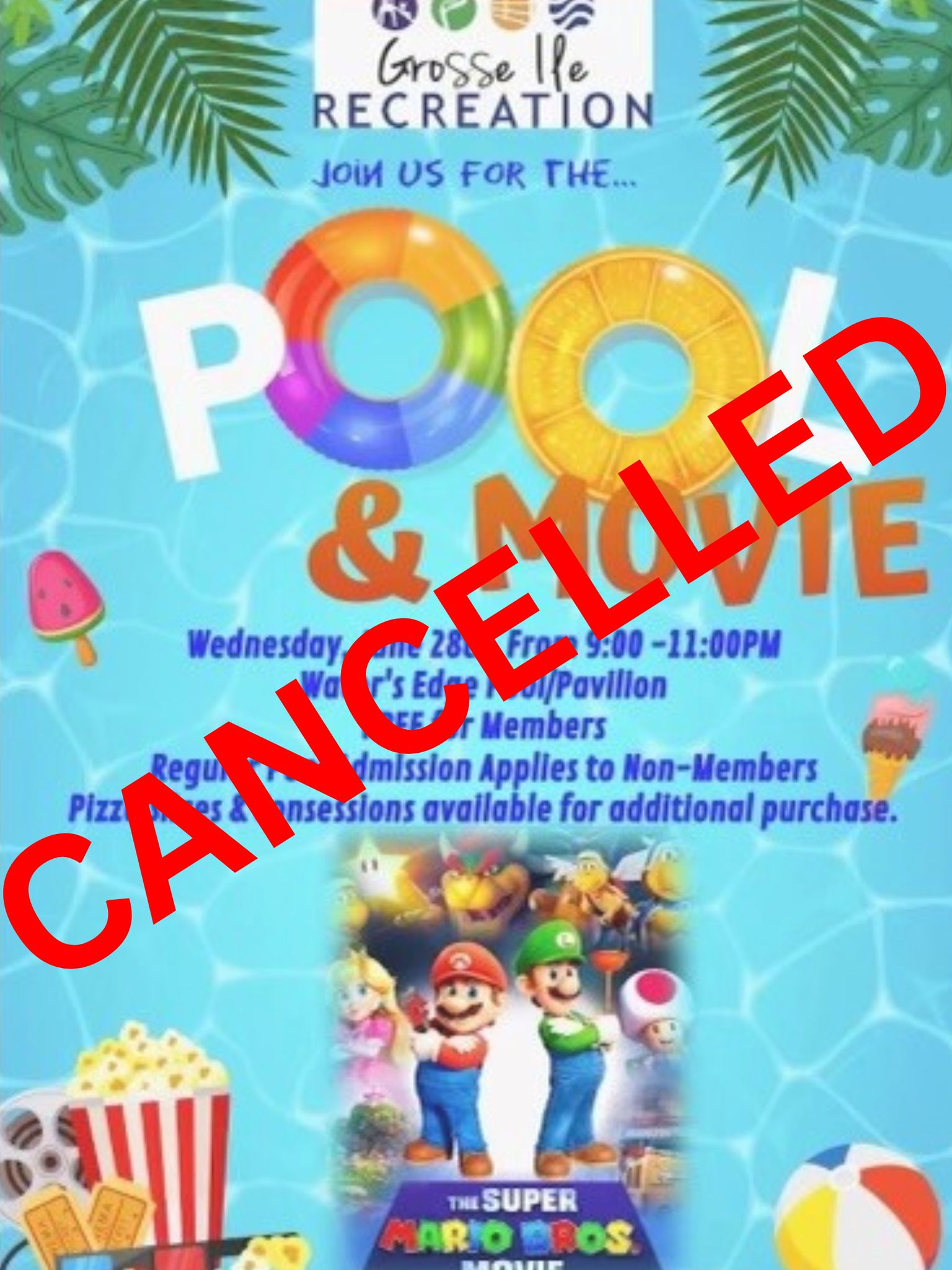Grosse Ile on Twitter "Tonight's Pool Movie Night Cancelled Due to