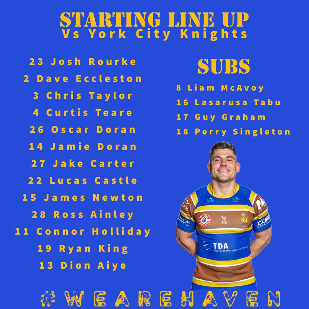 OfficialHavenRl's tweet image. Confirmation that James Newton starts his 200th game for Haven this evening here at the LEL Arena. Jake Carter makes his first start in his second spell while there is welcome returns on the bench to Liam McAvoy &amp;amp; Guy Graham. 

Kick off in 90 minutes time! 

#WeareHaven