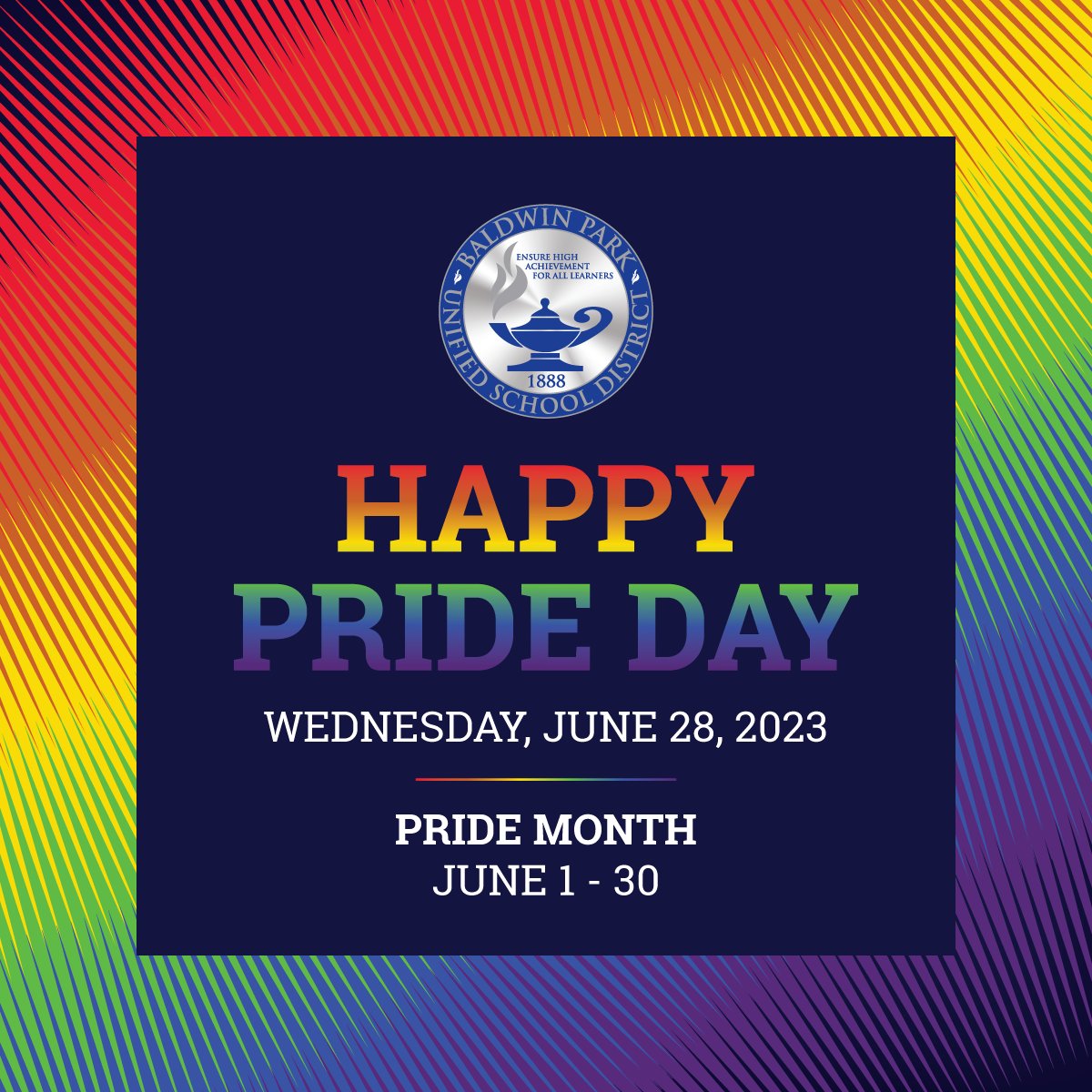 Baldwin Park Unified is proud to recognize Pride Day and Month, celebrating inclusivity and the freedom of self-expression! #BaldwinPark #edchat #education #learning