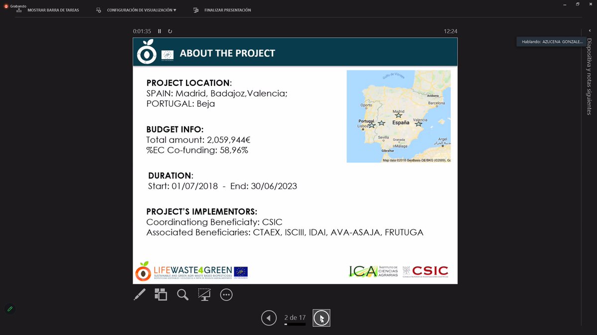 Hoy hemos participado en la jornada final del proyecto <a href="/algarBBElife/">Proyecto LIFE Algar-BBE</a> compartiendo nuestro proyecto sobre #Biopesticidas #sostenibles y #ecológicos a partir de residuos #agroalimentarios

<a href="/LIFEprogramme/">LIFE Programme</a> <a href="/cinea_eu/">CINEA 🇪🇺</a> <a href="/EU_Commission/">European Commission</a>
