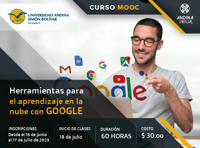 FormAndinaEc's tweet photo. 📌#UASBLive
💻#CURSOMOOC | ▶️ Herramientas para el aprendizaje en la nube con GOOGLE
🎟️Costo: 30,00 dólares
📜Info e inscripciones 📷 https://t.co/SSi7R8DjIB
@uasbecuador @Eddydelaguerra @cesarmontanog @natasha11_11 https://t.co/PQHCWkyDKD