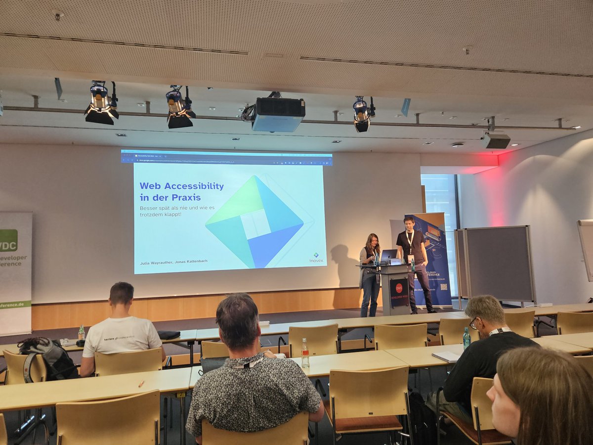 Clemens Hübner (@clemenshuebner) on Twitter photo Last talk at <a href="/developer_week/">Developer Week</a> #DWX23 today, but still a lot of audience: <a href="/juli_away/">Julia Wayrauther</a> and @kajo404 presenting their #a11y journey, giving insights in how to build a real world project for everyone. Great talk! <a href="/inovexgmbh/">inovex GmbH</a> Last talk at <a href="/developer_week/">Developer Week</a> #DWX23 today, but still a lot of audience: <a href="/juli_away/">Julia Wayrauther</a> and @kajo404 presenting their #a11y journey, giving insights in how to build a real world project for everyone. Great talk! <a href="/inovexgmbh/">inovex GmbH</a>