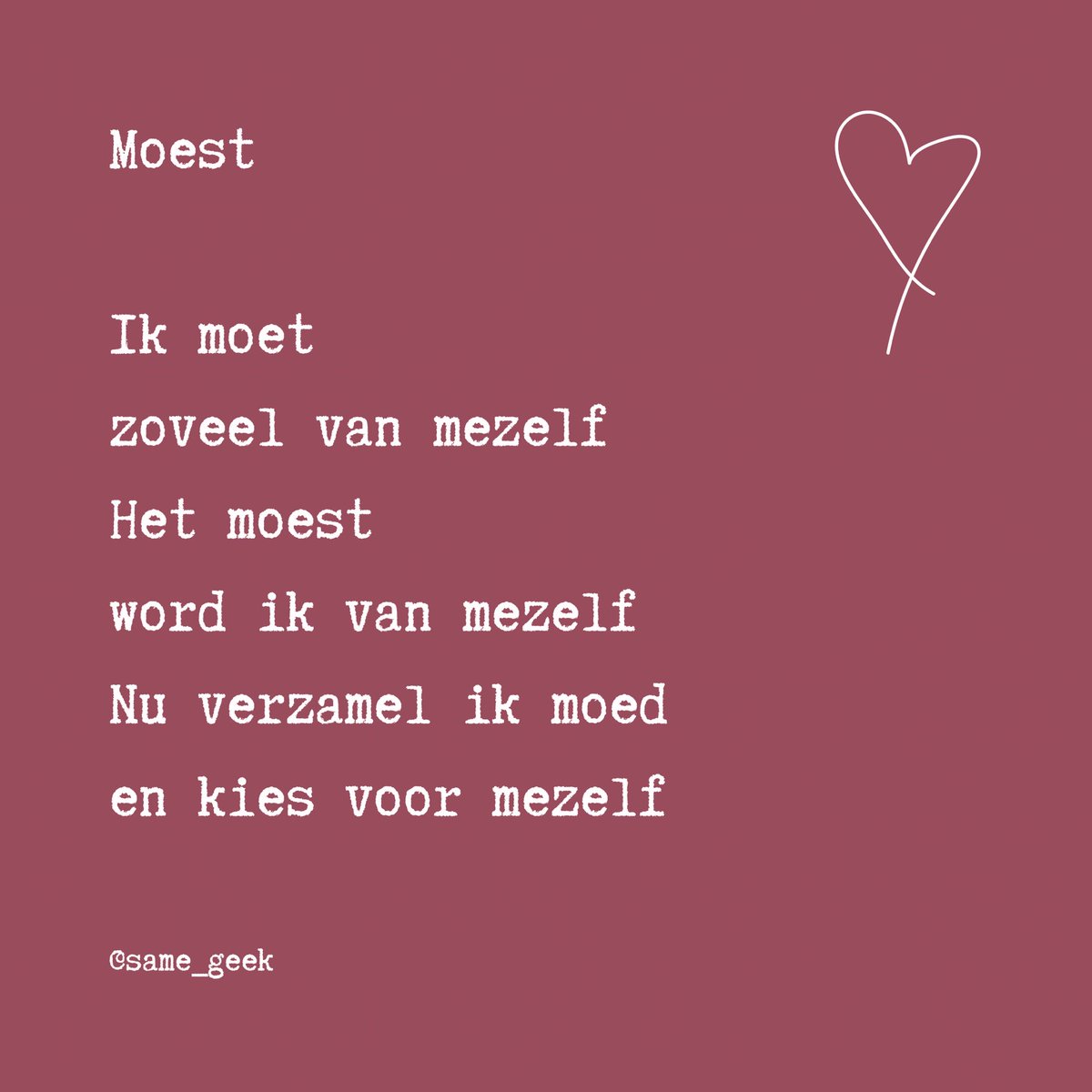same_geek's tweet image. Nou moe

#moe #moeten #moest #moed #vermoeid #stress #verantwoordelijkheid #overspannen #ontspannen #zelfzorg #woordspeling #spelenmettaal #samegeek #instapoezie